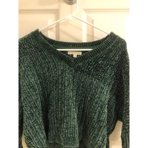 Green Chenille V-neck Sweater from Pacsun